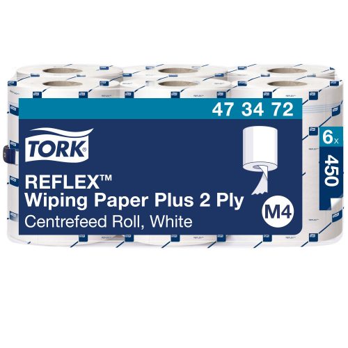 M4 473472 Tork Reflex Midi-Handtuch-Seidenpapierrolle mit Dispenser, 2 Lagen