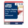 477609 Tork Dinner-Serviette, 1/8 gefaltet, Rot