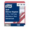 477618 Tork Soft Dinner-Serviette, 1/8 gefaltet, Burgunderrot