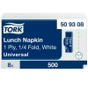 509308 Tork Lunch-Serviette, bis zu 1 Lage, 1/8 gefaltet, Weiß