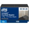 509528 Tork Premium Linstyle Dinner-Cocktail-Serviette mit Textileffekt Schwarz