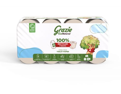 Lucart GRAZIE NATURAL Haushalts-Toilettenpapier, 3 Schichten, 8 Rollen